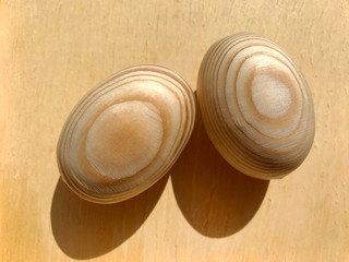 Wooden eggs.
