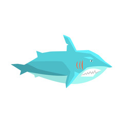 Fototapeta premium Great White Shark Marine Fish Living In Warm Sea Waters Cartoon Character Vector Illustrations