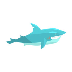 Great White Shark Marine Fish Living In Warm Sea Waters Cartoon Character Vector Illustrations