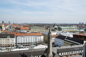 aerial views of Munich from the clock tower of the Town Hall in the Marienplatz