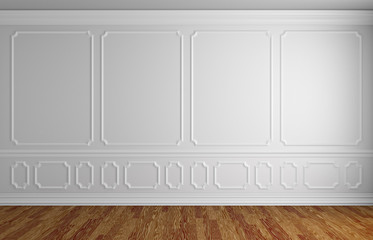 White wall in classic style empty room
