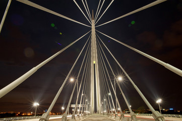 Fototapeta na wymiar Abstract image - Suspension Bridge night lights