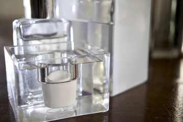  perfume bottle in dim light and high light