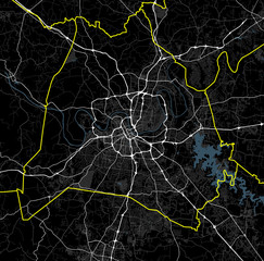 Black and white map of Nashville city. Tennessee Roads - 144464592