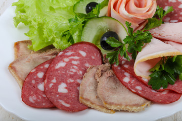 Sausages and meat mix
