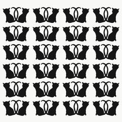 White background with black silhouettes of enamored cats