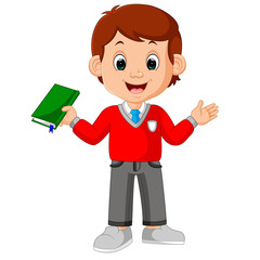 kids boy carrying book cartoon