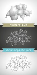 Switzerland collection of vector design modern maps, gray and black and silver dot outline mosaic 3d map