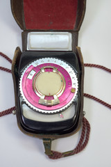 vintage analog exposure meter for photography. closeup
