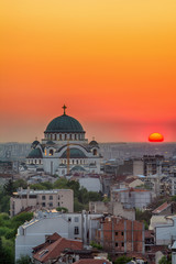 Obraz premium Belgrade panorama with temple of Saint Sava