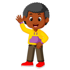 Cute boy cartoon good posing