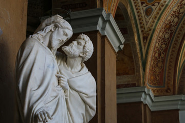 Statue depicting the 'Judas' kiss' scene from the Bible inside the Lateran Palace in Rome.