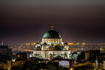 Fototapeta premium Belgrade panorama with temple of Saint Sava