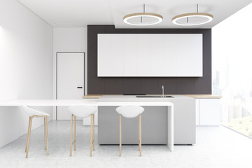 Kitchen with dark gray wall