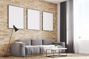 Light wood walls living room, side