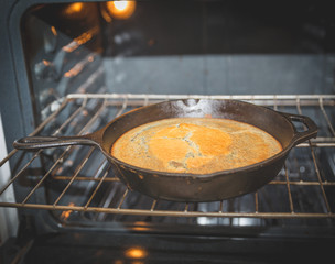 Blue Corn Bread in Cast Iron Pan