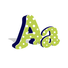 Capital and numeric cute dotted 3d letter B isolated on white background. Vector illustration. Element for design. Kids alphabet.