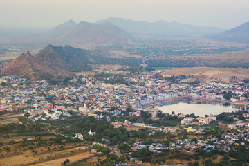 Aerial view of Pushkar, Rajasthan, India