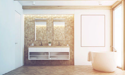Light tile bathroom, poster, toned