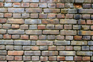 Red Clay Brick Wall Old Texture. Grungy Brickwall Horizontal Background. Vintage Brickwork Backdrop. Red Stonewall Surface. Broken Retro Wall Structure. Retro Grungy Brown Damaged Building Facade