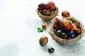 Easter eggs on white background