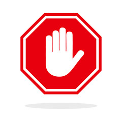 Red stop hand sign