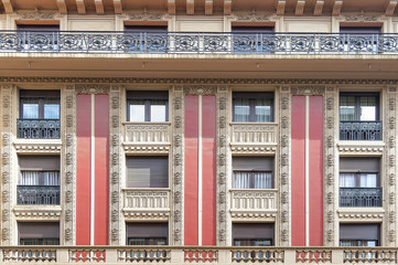 Fototapeta na wymiar House with moulding in city center of Valencia