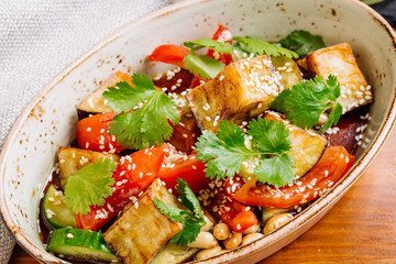 Grilled vegetables salad on plate. restaurant menu