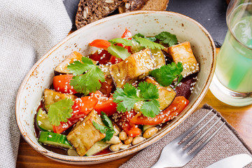 Grilled vegetables salad on plate. restaurant menu