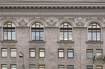 Fototapeta na wymiar House with moulding in city center of Moscow