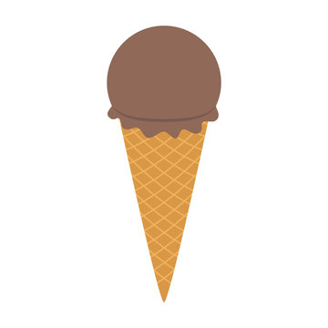 Flat icon chocolate ice cream isolated on white background. Vector illustration.