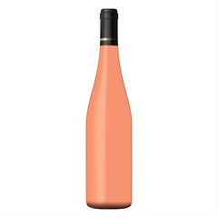 Rose wine bottle isolated on white background, realistic vector illustration