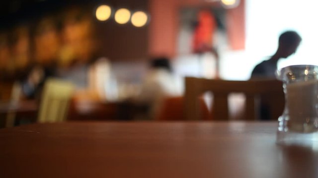 Table at restaurant blurred background