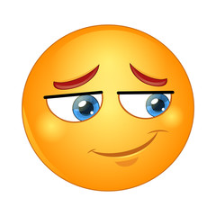 Smiling Shy emoticon.  Vector illustration.