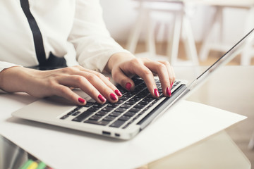 Woman using notebook