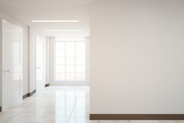 Hall with blank wall