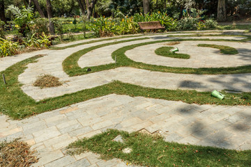 Narrow view of maze formation in green garden, Chennai, India, April 01 2017
