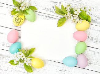 Easter eggs decoration paper greetings card spring flowers