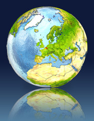 Obraz na płótnie Canvas Belgium on globe with reflection