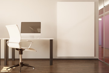 Workplace and blank poster