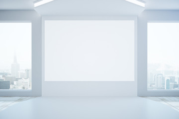 Fototapeta na wymiar Interior with blank billboard