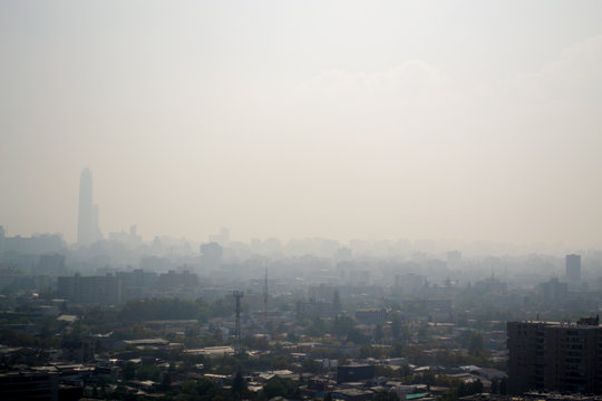 Smog in the city Santiago Chile