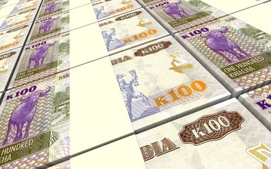 Zambian kwacha bills stacks background. 3D illustration.