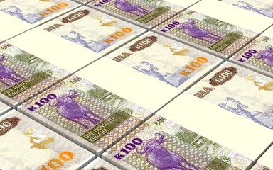 Zambian kwacha bills stacks background. 3D illustration.