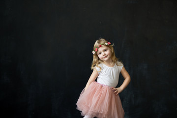 Pretty girl in a pink lush tulle skirt