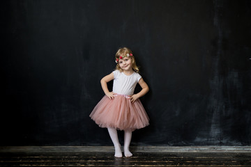Pretty girl in a pink lush tulle skirt