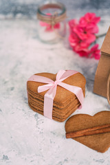 Heart cookies with flowers