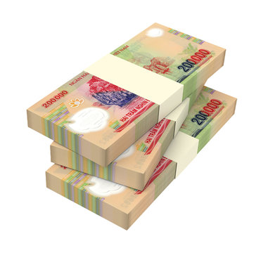 Vietnamese dong bills isolated on white background. 3D illustration.