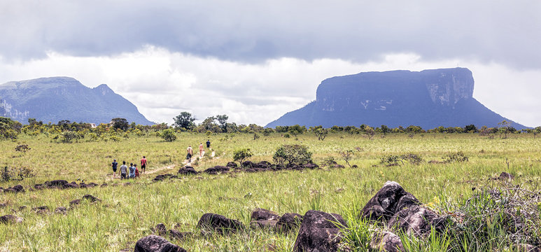 The tepui on Carrao river near lagoon of Canaima national park - Venezuela