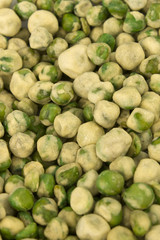 This is a photograph of spicy Wasabi Peas